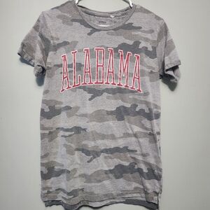 Pressbox Gray Camouflage Tee with Red Alabama Print
